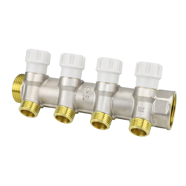 Коллектор из латуни с расходомерами и регулирующими клапанами 1", 9 x 3/4"EK VM15409