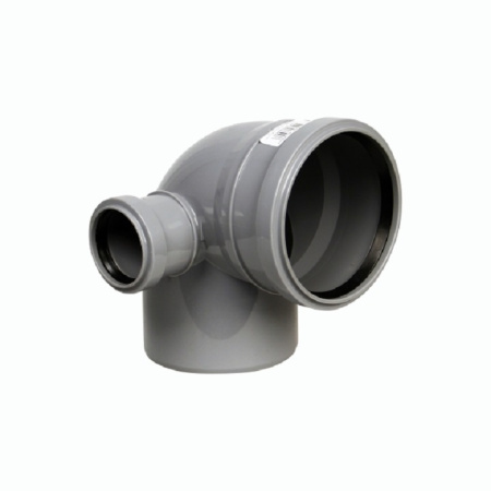 Отвод ПП110х90˚ с выходом 50 канализац левый РТП 36683